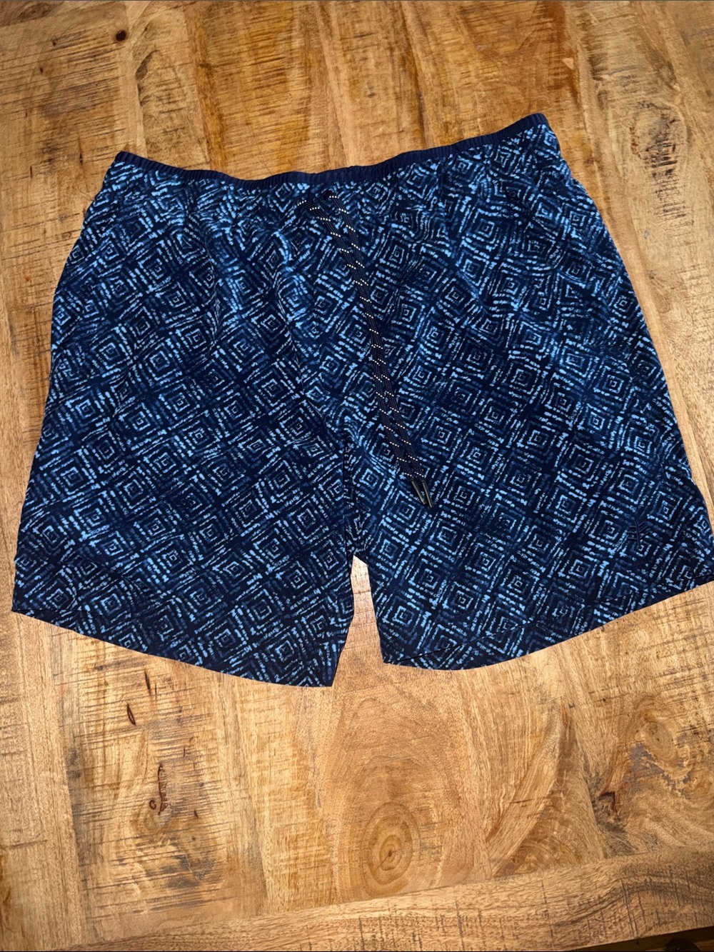 Coolibar Navy and Light Blue Geometric Swim Shorts